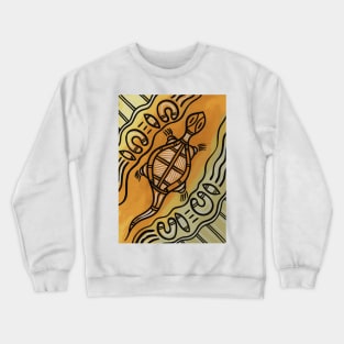 Aboriginal Art - Lizard Yellow Crewneck Sweatshirt